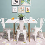 FDW | Set of 4 Metal Dining Chairs | Cream | Stackable Tolix Side Chairs with Backrest | Scratch-Resistant | Non-Slip Feet | Indoor/Outdoor Use | 330 lbs Capacity | Ideal for Kitchen & Restaurant - Image 7
