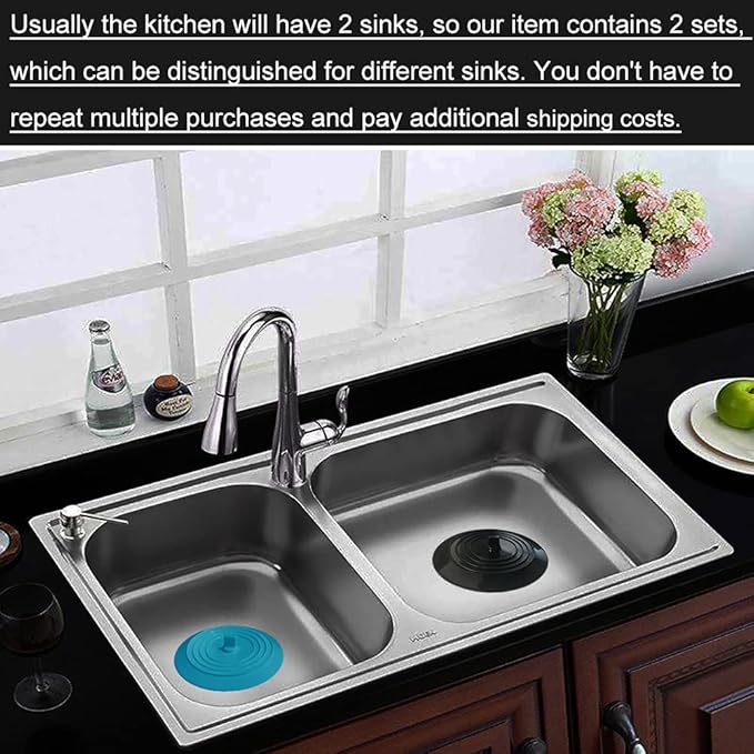 4PCS Kitchen Sink Strainer Stopper Kit, Universal Silicone Sink Drain Plug Cover - Image 6