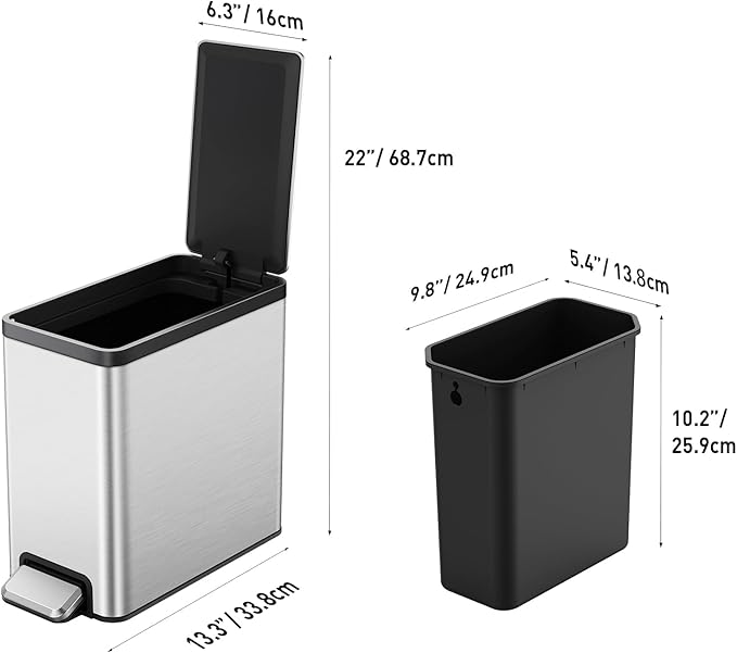 EKO Slim Small Bathroom Trash Can - Image 3