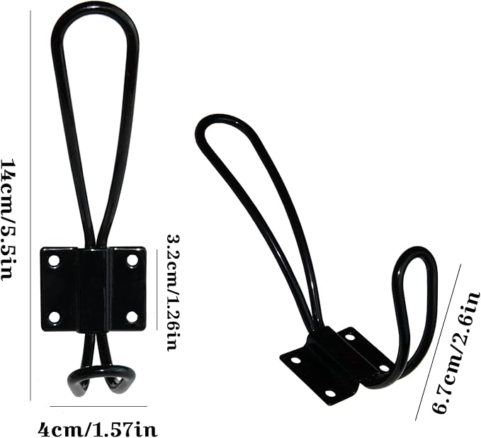 YMAISS 5 Packs of Rustic Heavy Duty Double Coat Hooks, Vintage Wall Mounted - Image 3