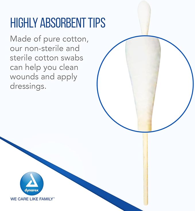 Dynarex 6-Inch Sterile Cotton Tipped Applicators - Image 4