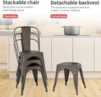 FDW | Set of 4 Metal Dining Chairs | Bronze | Stackable Tolix Side Chairs with Backrest | Scratch-Resistant | Non-Slip Feet | Indoor/Outdoor Use | 330 lbs Capacity | Ideal for Kitchen & Restaurant - Image 7