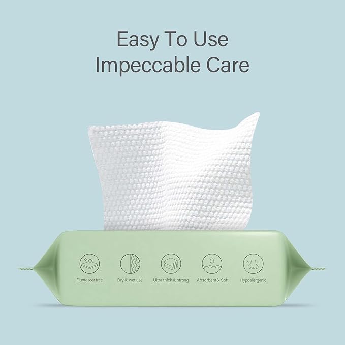 Unifree Facial Towel l Disposable Dry Wipes l 4 -pack Value Pack, Comfort - Image 2