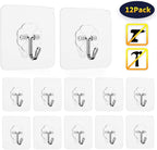 Adhesive Hooks Utility Hooks 44 lb/ 20 kg, Heavy Duty Coat Hooks Waterproof and - Image 2