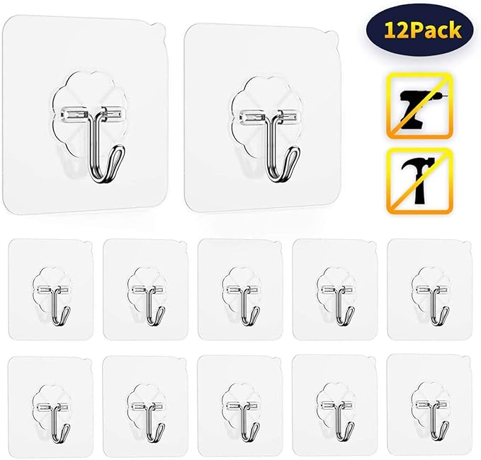 Adhesive Hooks Utility Hooks 44 lb/ 20 kg, Heavy Duty Coat Hooks Waterproof and - Image 2