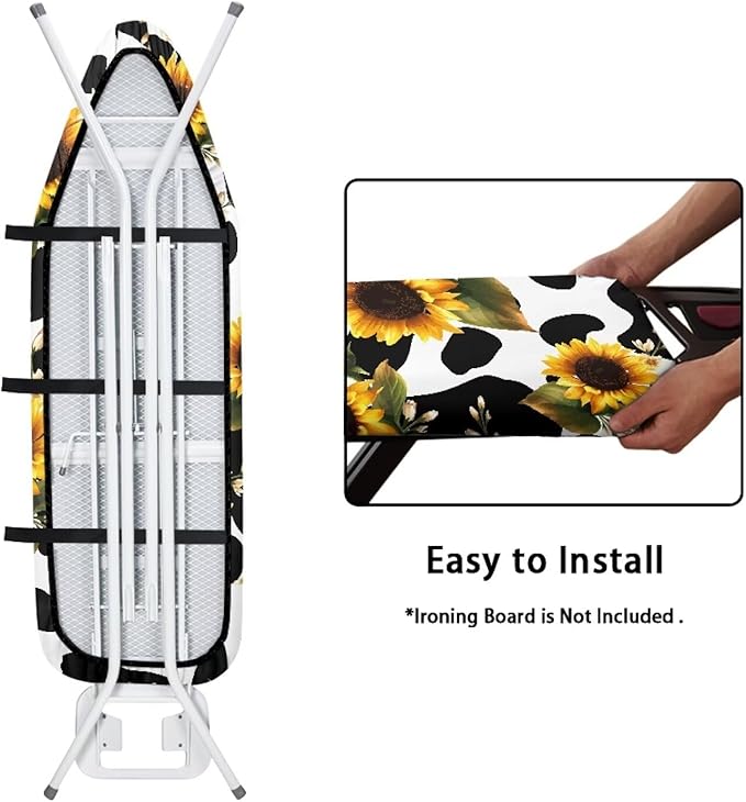 Sunflower Cow Print Ironing Board Cover and Pad Standard Size Resist Scorching - Image 4