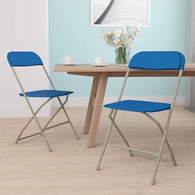 Flash Furniture Hercules™ Series Plastic Folding Chair - Blue - 2 Pack 650LB Weight Capacity Comfortable Event Chair-Lightweight Folding Chair - Image 2