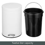 mDesign 3.2 Gallon/12 Liter Round Metal Step Trash Wastebasket, Garbage - Image 6