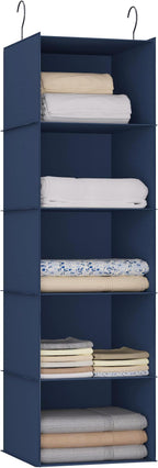 Hanging Closet Organizer and Storage 5-Shelf, Easy Mount Foldable Hanging by DonYeco