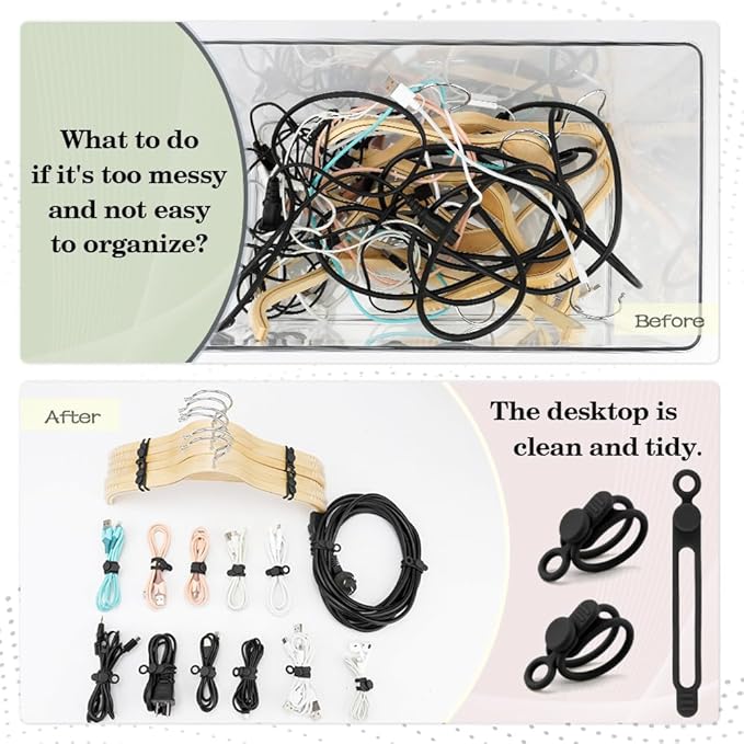 24Pcs Silicone Cord Ties, Cable Straps, Cord Ties - Image 5