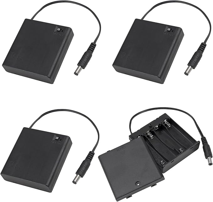 4PCS 4 AA Battery Holder with Switch 6V Battery Case Box Holder with Cover 4X by AITIAO