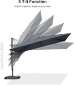 PURPLE LEAF 11.5' X 8.2' Tilting Patio Umbrella with Base Outdoor Cantilever Swivel Rectangle Umbrella Aluminum Offset Umbrella with 360-degree Rotation for Garden Deck Pool Patio Light Grey - Image 8