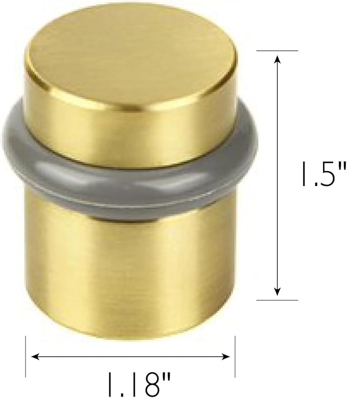 Design House Modern Cylindrical Door Stop – Satin Brass Floor Rubber Bumper - Image 9