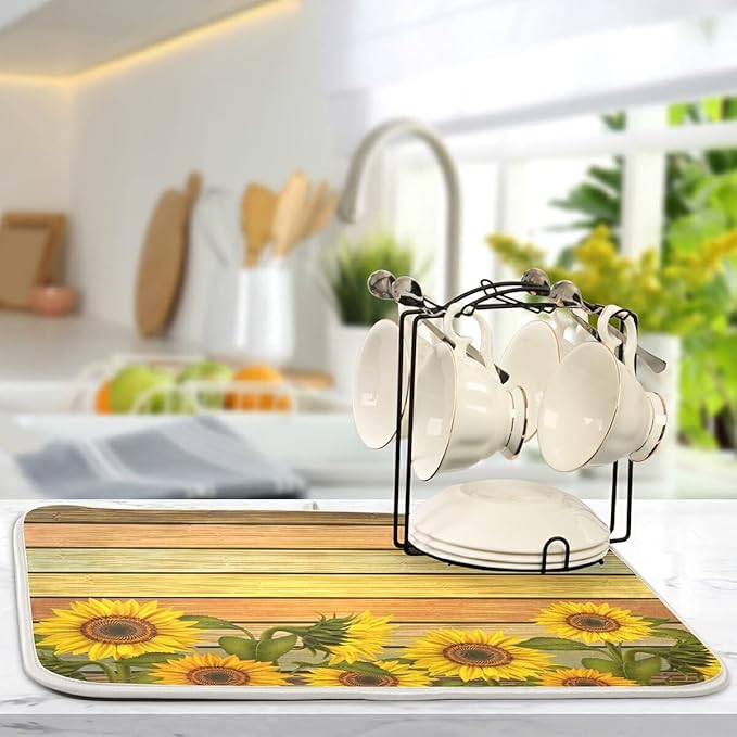 Super Absorbent Dish Drying Mat, Microfiber Fast-Drying Dish Mat, Kitchen Dish - Image 5