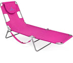 Ostrich Beach Lounge Chair, Folding & Reclining Outdoor Chaise Lounger, Pink - Portable Adjustable Recliner Chair for Lawn, Pool, Patio, Garden, and Yard by OstrichProducts