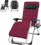 VINGLI Padded Zero Gravity Chair, Lounge Chair with Removable Cushion & Tray， Folding Reclining Patio Chairs， Recliner Chair for Lawn，Indoor Outdoor-Red by VINGLI
