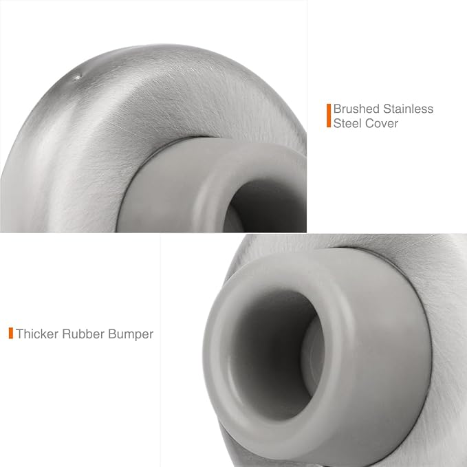 5 Pack Concave Wall Door Bumper Stop Brushed Satin Nickel – 2-1/2” Outside - Image 3