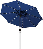 Blissun 9 ft Solar Umbrella 32 LED Lighted Patio Umbrella Table Market Umbrella with Tilt and Crank Outdoor Umbrella for Garden, Deck, Backyard, Pool and Beach (Navy Blue) by Blissun