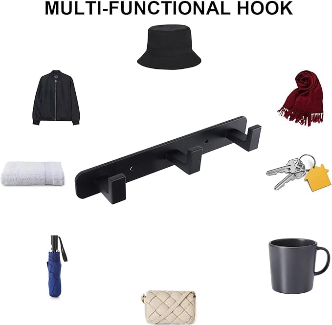 Coat Rack, Heavy Duty Stainless Steel 9 Tri Coat Hook Hanger, Wall Mounted Wall - Image 7