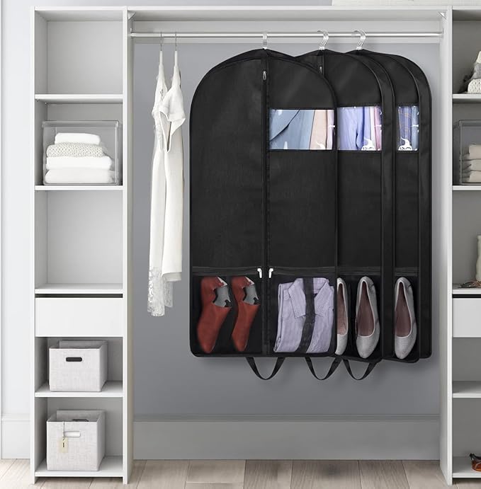 KIMBORA 43" Suit Bags for Closet Storage and Travel, Gusseted Mesh Hanging - Image 7