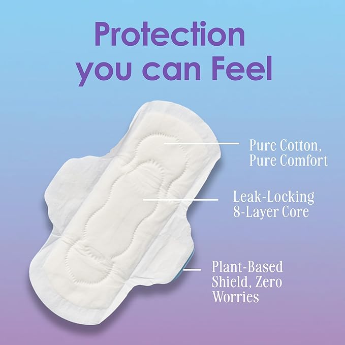 August Regular & Super Cotton Menstrual Pads, 72 Ultra Thin Pads - Image 6