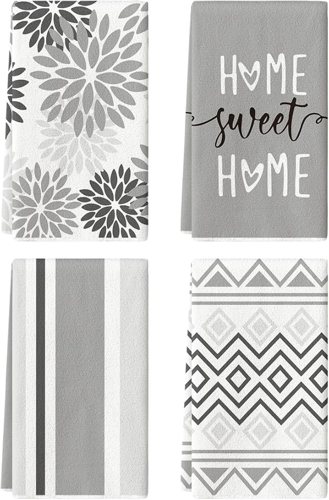 Artoid Mode Grey Home Sweet Home Stripes Boho Spring Kitchen Towels Dish Towels by ArtoidMode