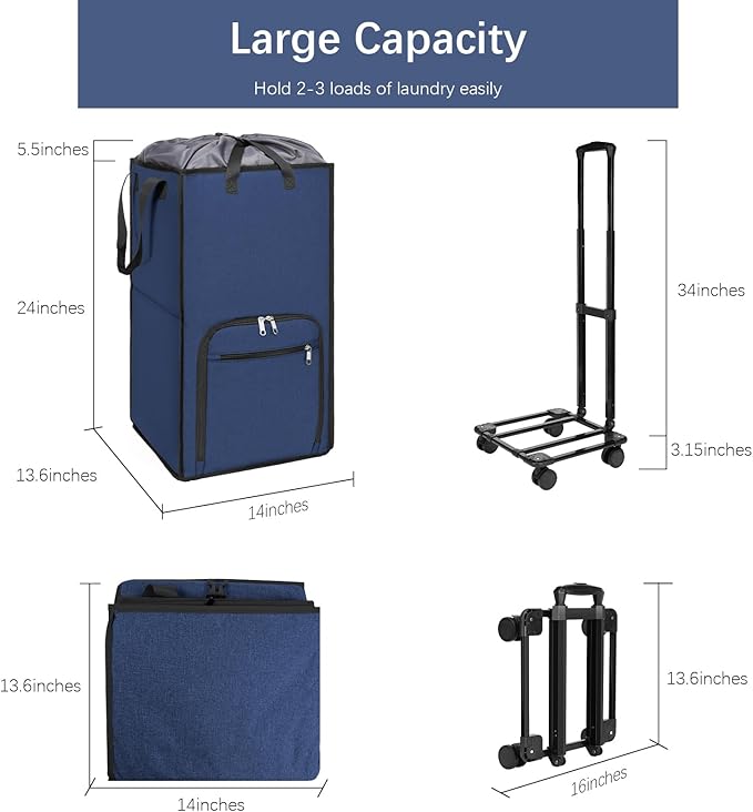 Bukere Extra Large Rolling Laundry Basket - Image 8