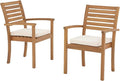 OC Orange-Casual Stackable Patio Dining Chairs Set of 2, Outdoor Acacia Wooden Chairs w/Armrest & Removeable Fabric Cushion, for Porch, Backyard, Garden, Indoor, Beige by OCOrange-Casual