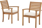 OC Orange-Casual Stackable Patio Dining Chairs Set of 2, Outdoor Acacia Wooden Chairs w/Armrest & Removeable Fabric Cushion, for Porch, Backyard, Garden, Indoor, Beige by OCOrange-Casual