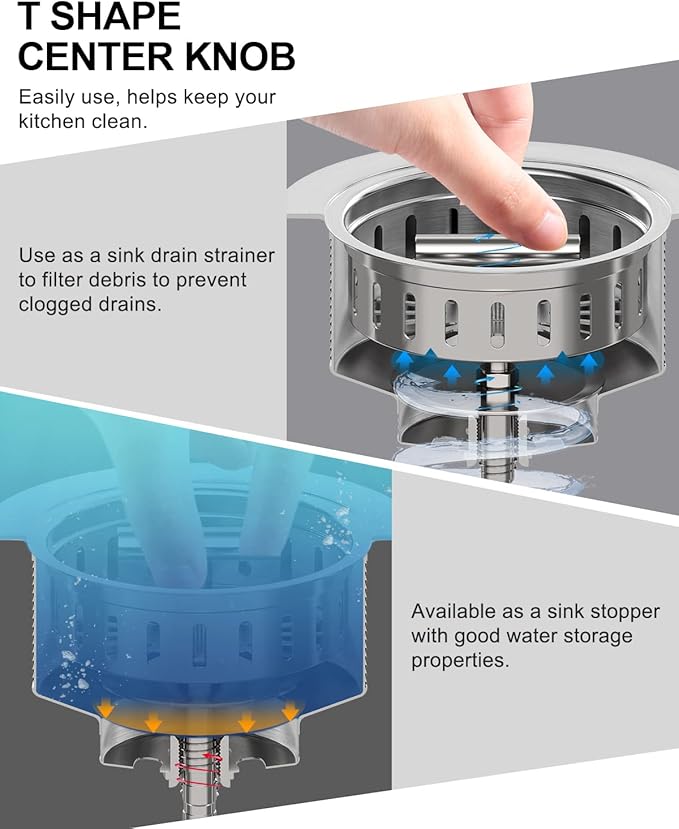 BOTEMY B9171 Kitchen Sink Drain 3 1/2 Inch Kitchen Sink Drain Strainer Assmebly - Image 4