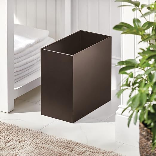 mDesign Small Steel Rectangular 2.4 Gallon/9.1 Liter Trash Can, Waste Basket - Image 2