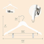 HOUSE DAY Wooden Hangers with Clips 12 Pack, Heavy Duty White Wood Pants Hanger - Image 3
