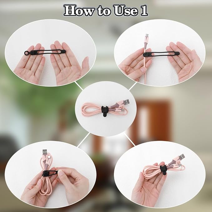 24Pcs Silicone Cable Ties, Reusable Cord Organizer - Image 3