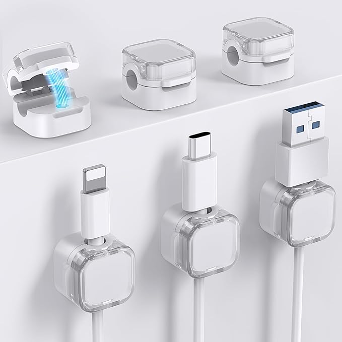 AhaStyle Magnetic Cable Organizer 6 Pack Cord Holders Clips Strong Adhesive by AHASTYLE