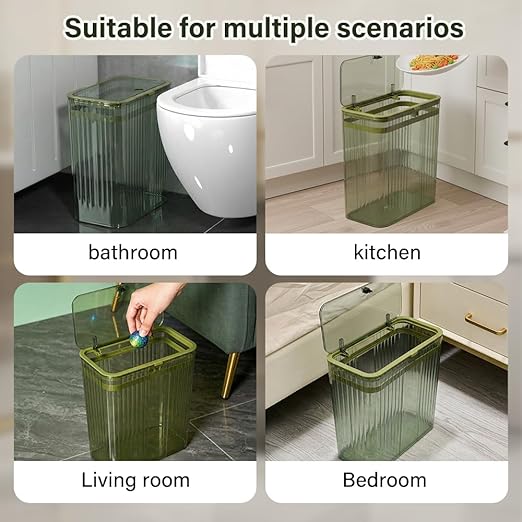 Bathroom Trash Can with Lid3.5 Gallon Garbage Can，for Bedroom, Plastic Slim - Image 7