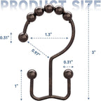 Titanker Shower Curtain Hooks Rings, Rust-Resistant Metal Double Glide Shower - Image 7