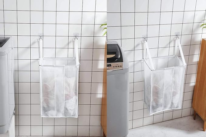ALYER Wall Hanging Mesh Laundry Hamper, Over the Door Large Storage Bag - Image 6