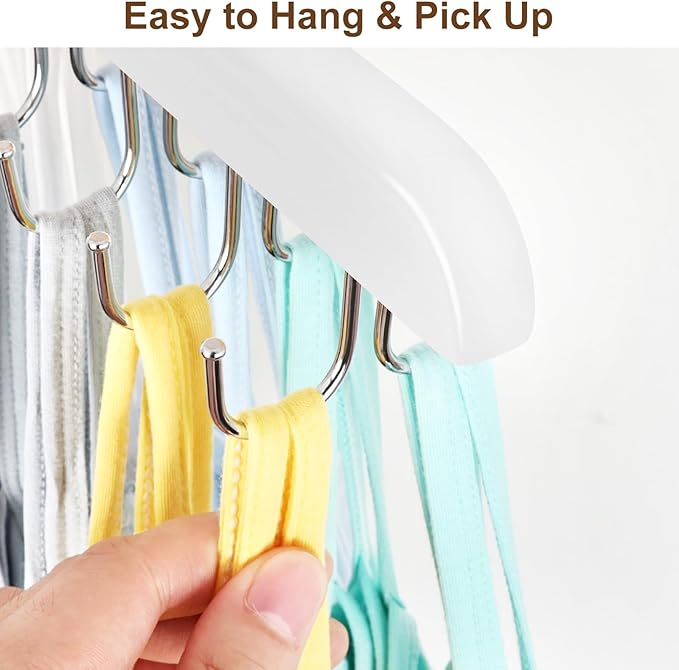 Bra Hanger for Closet, Tank Top Hanger 20 Hooks Capacity Foldable Wood Space - Image 5