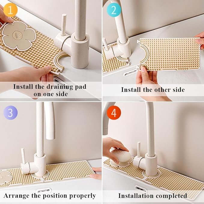 Faucet Mat for Kitchen Sink Splash Guard, 15 Inch Long Faucet Draining Mat - Image 2