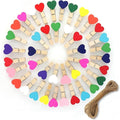 80 Pieces Wooden Heart Clothespins Mini Heart Photo Clips Colorful Small by yuntop