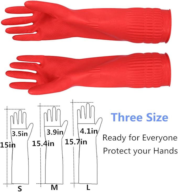 Rubber Cleaning Gloves Kitchen Dishwashing Glove 2-Pairs And Cleaning Cloth - Image 2