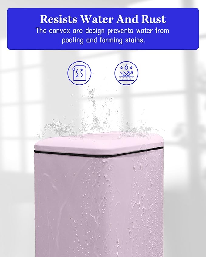 Rubbish Bin with Lid, 10 L, Stainless Steel Bathroom Waste Bin, Small Waste Bin - Image 7