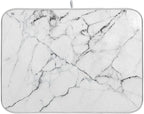White Grey Marble Dish Drying Mat by BOENLE-WELCOMEYOURCOMING