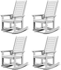 GREENVINES Outdoor Rocking Chairs | Set of 4 | Porch Rocker | HDPE Plastic | White | Oversized Rockers | High Back | Big & Tall | Ladder Back | for Patio Outside Backyard Balcony Garden by GreenVines