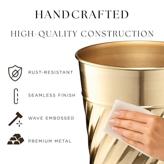 Monarch Abode Metal Bathroom Trash Can – Waste Basket - Image 3