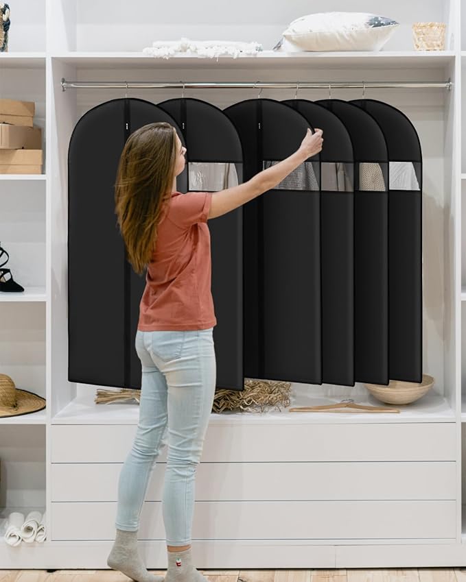 Garment Bags for Hanging Clothes 8 packs Washable Black Suit Bags for Closet - Image 3