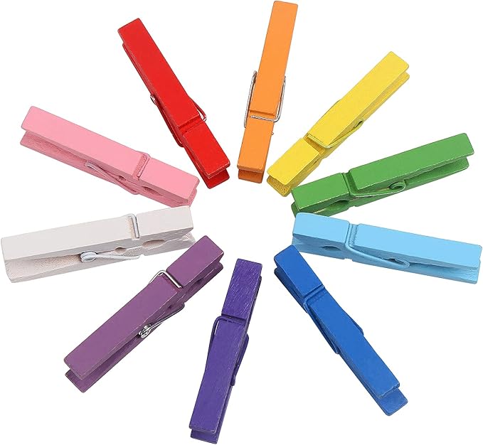 KIMOBER 100PCS Wooden Clothespins, Mixed Colored Craft Peg Pins Clips - Image 4