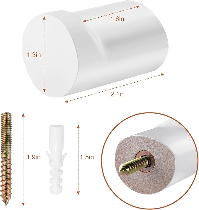 Wood Wall Hooks, 4 Pack White Decorative Coat Hooks Wall Mounted, Modern Hat - Image 6