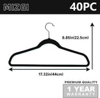 MIZGI All Black Velvet Hangers 40Pack, Premium Flocked Clothes Hangers - Image 6