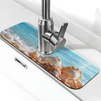 Faucet Draining Mat For Kitchen Sink, Beach Seashells Starfish Diatom Mud by indokyeyqaz